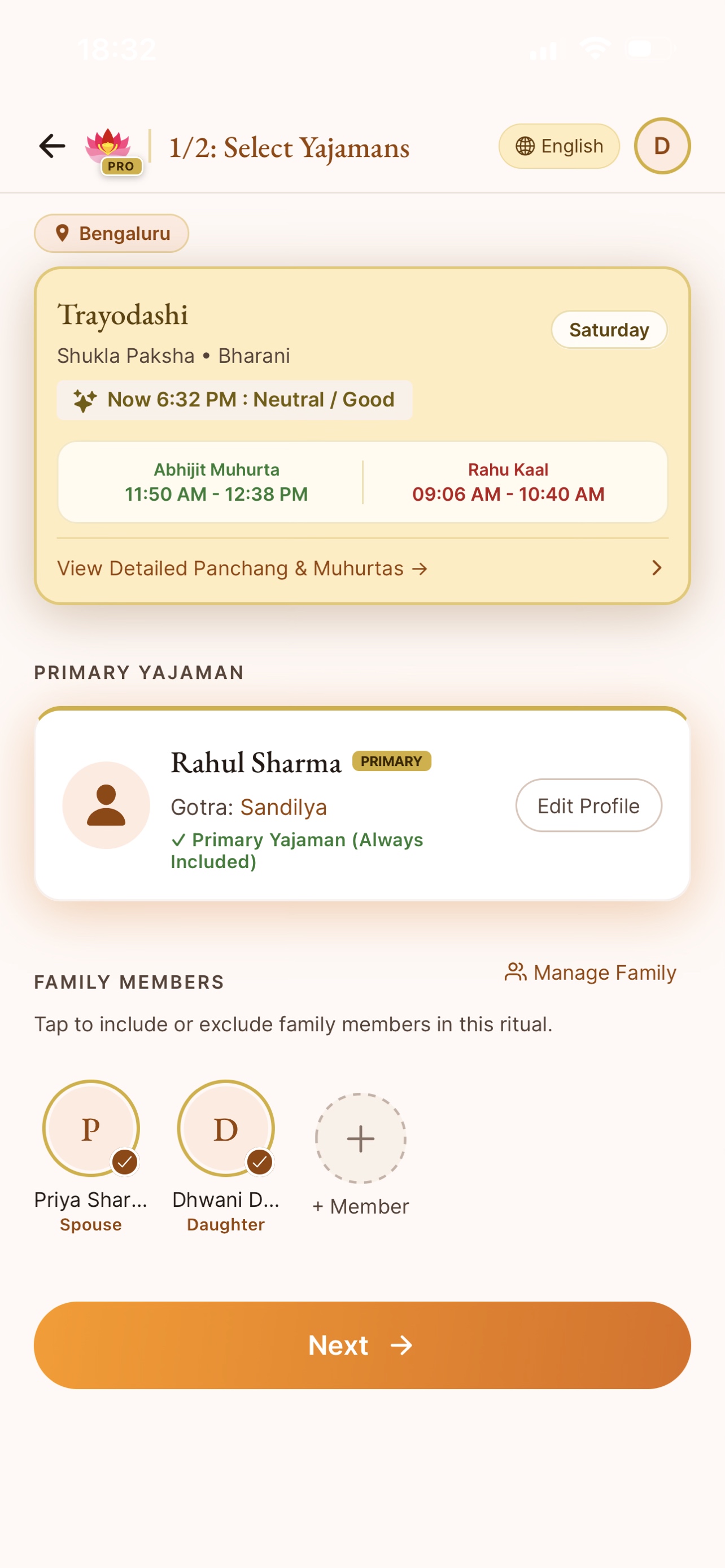 Include Family in Sankalp screen